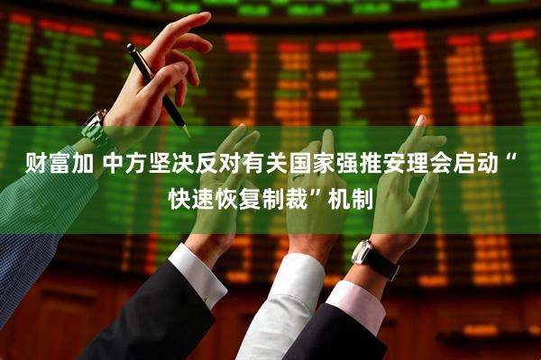 财富加 中方坚决反对有关国家强推安理会启动“快速恢复制裁”机制
